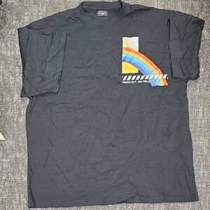 Black Graphic T-Shirt with Rainbow Design